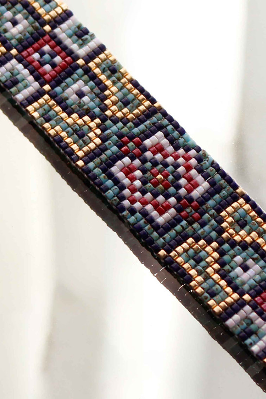 دستبند میوکی - طرح گلستان - فیروزه ای - زرشکی - طلایی