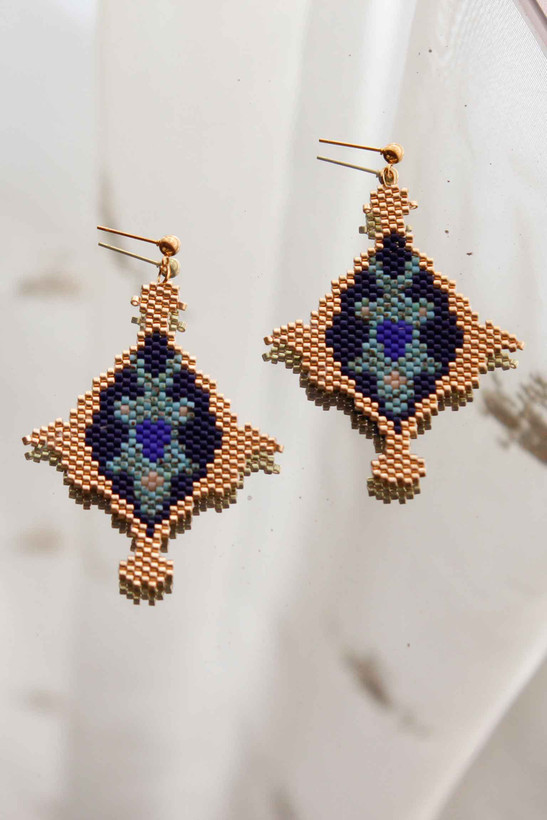 گوشواره میوکی - دروازه شاهی - طلایی - سرمه ای