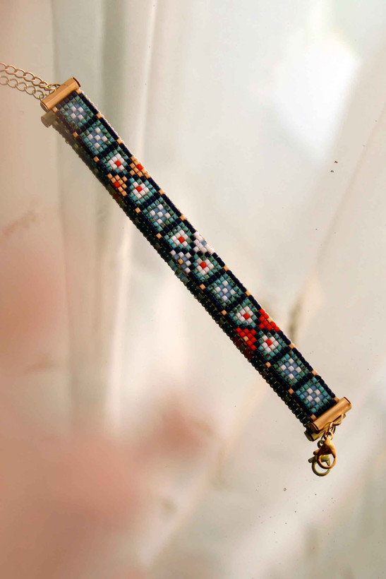 دستبند میوکی - حوض ماهی - فیروزه ای - سرمه ای - نارنجی - سفید