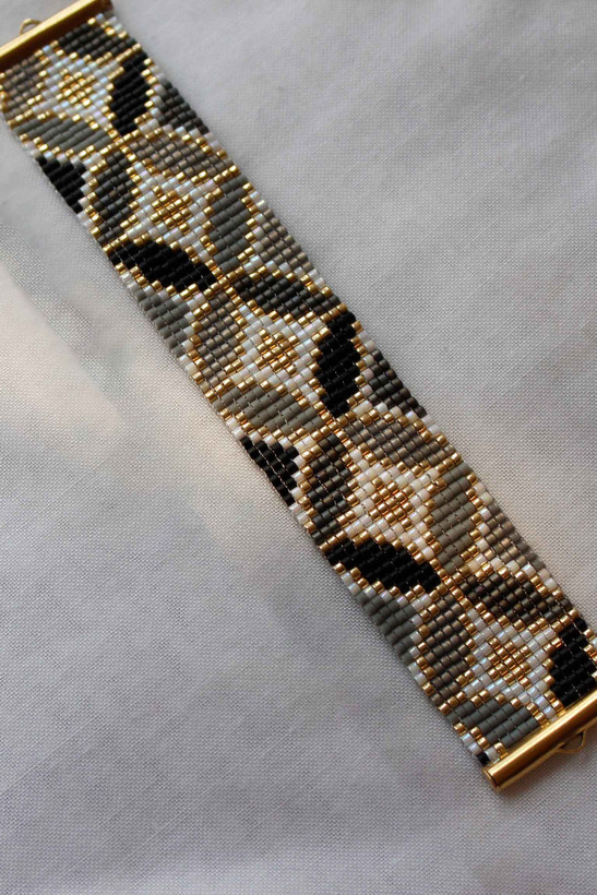 دستبند میوکی - طرح دایره - سفید - طوسی - مشکی - طلایی