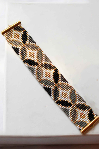 دستبند میوکی - طرح دایره - سفید - طوسی - مشکی - طلایی