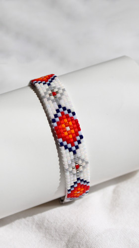 دستبند میوکی - طرح هندسی دو - قرمز - سرمه ای - سفید - طوسی