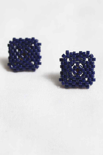 گوشواره میوکی - دولایه مربعی2 - سرمه ای