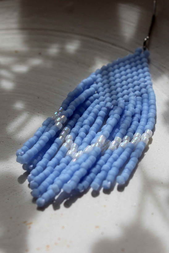 گوشواره میوکی به سبک بومیان آمریکایی - طرح مینیمال - نیلی