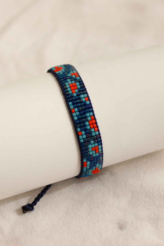 دستبند میوکی - طرح پلنگی - نارنجی - آبی - سرمه ای هفت رنگ