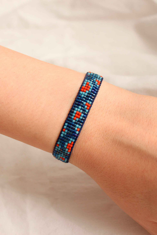 دستبند میوکی - طرح پلنگی - نارنجی - آبی - سرمه ای هفت رنگ