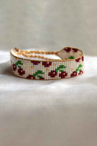 دستبند میوکی - طرح آلبالو -سفید - زرشکی - سبز - طلایی