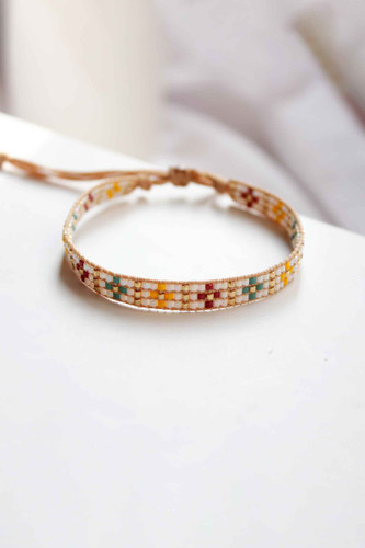 دستبند میوکی - سه ردیفه - زرد - زرشکی - فیروزه ای - سفید - طلایی