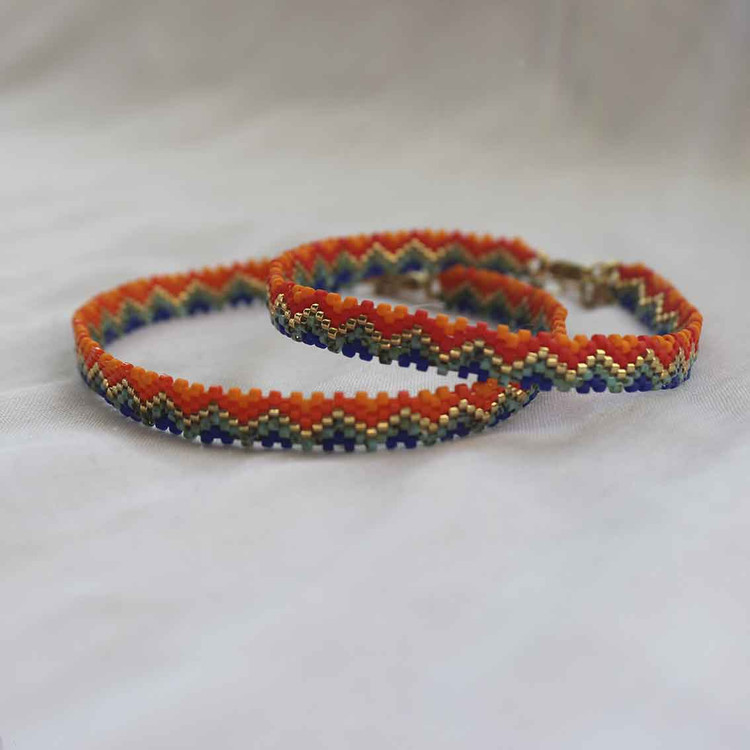 پابند میوکی - طرح رنگی - زرد - نارنجی - طلایی - فیروزه ای - آبی