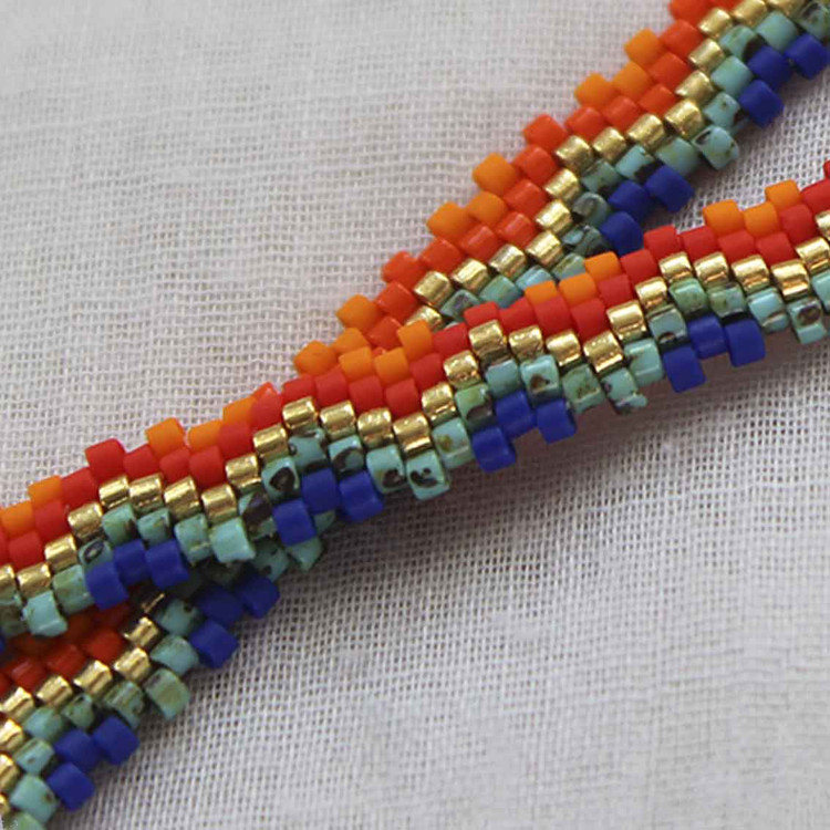 پابند میوکی - طرح رنگی - زرد - نارنجی - طلایی - فیروزه ای - آبی