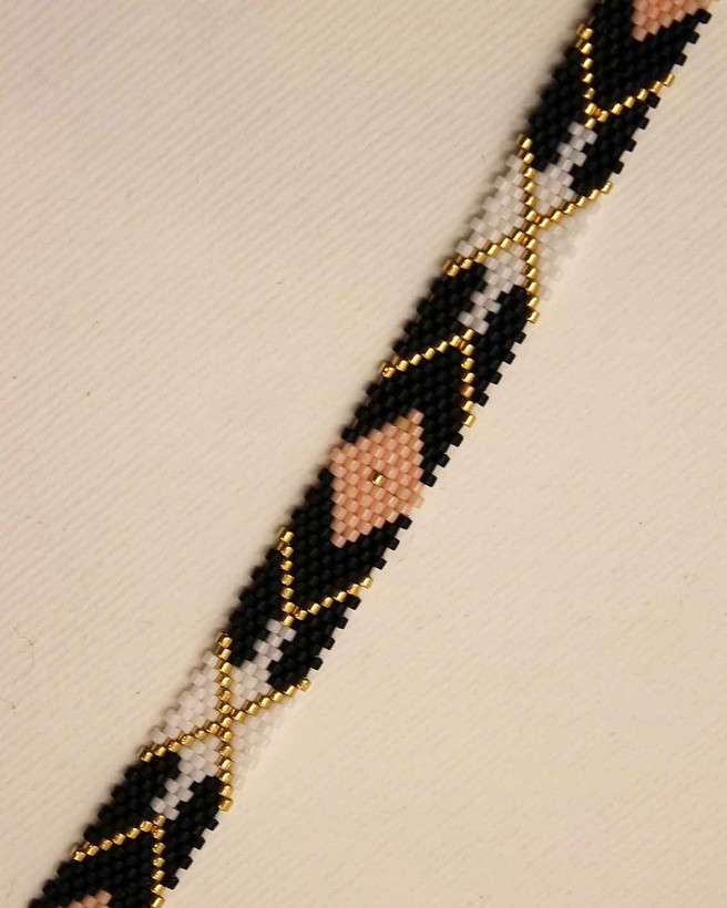 پابند میوکی - طرح هندسی - مشکی - طلایی - سفید - صورتی کرم