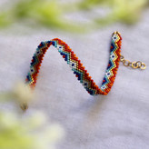 پابند میوکی - طرح رنگی - نارنجی - قرمز - سفید - طلایی - آبی آسمانی - آبی کاربنی