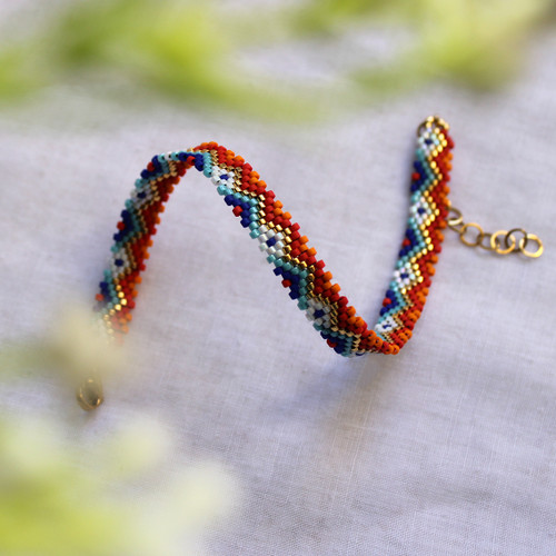 پابند میوکی - طرح رنگی - نارنجی - قرمز - سفید - طلایی - آبی آسمانی - آبی کاربنی