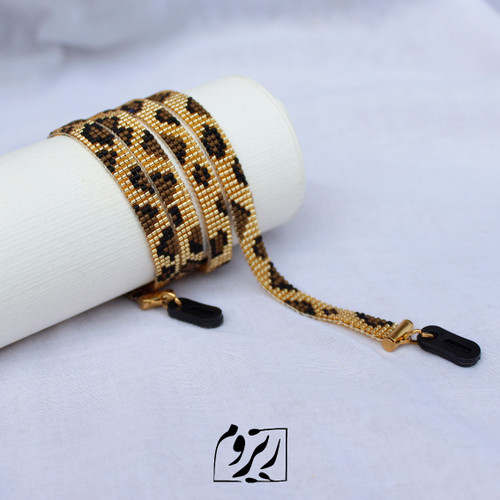 بند عینک میوکی - طرح پلنگی - طلایی - برنز - مشکی