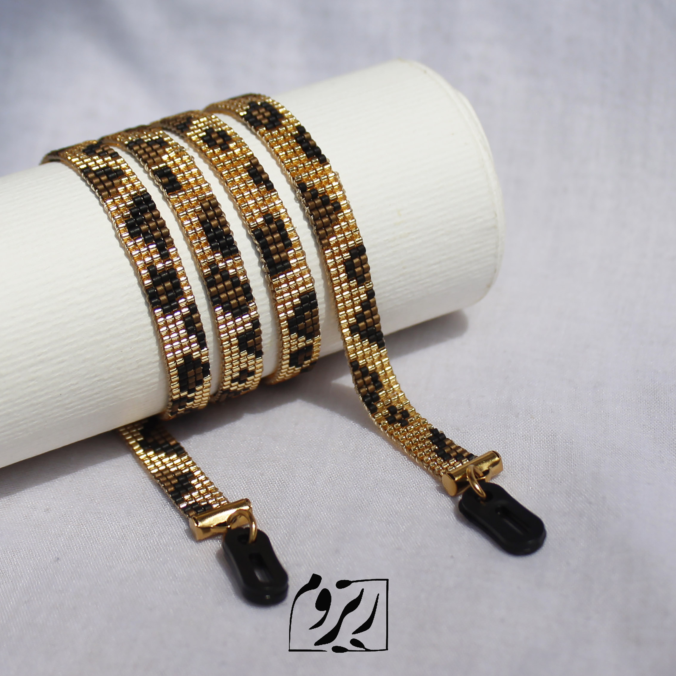 بند عینک میوکی - طرح پلنگی - طلایی - برنز - مشکی