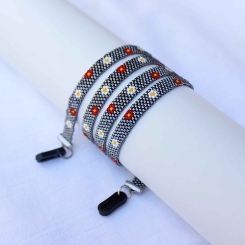 بند عینک میوکی - طرح گل - نیکل - سفید - قرمز - زرد