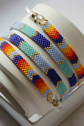 بند عینک میوکی - طرح رنگی - زرد - نارنجی - قرمز - آبی - طلایی - سبزآبی