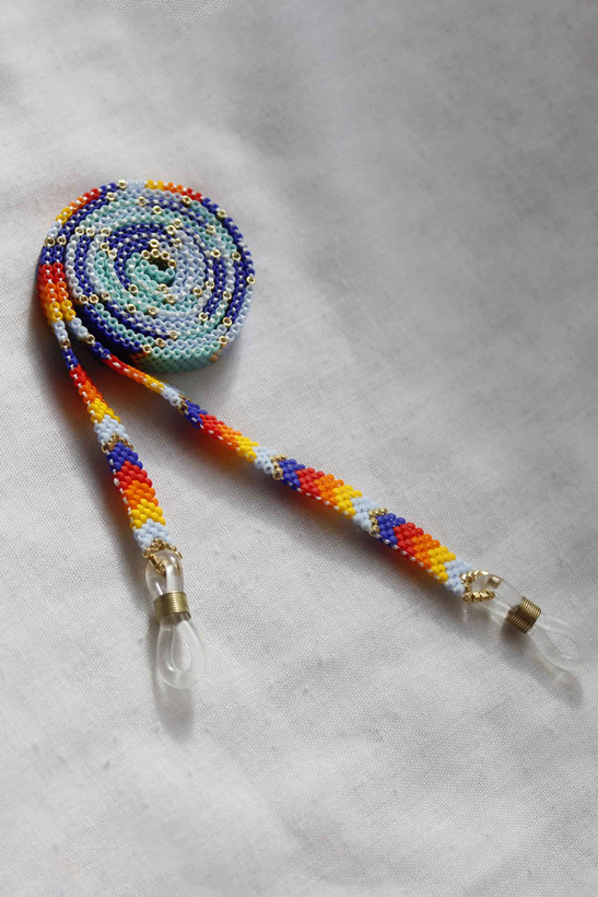 بند عینک میوکی - طرح رنگی - زرد - نارنجی - قرمز - آبی - طلایی - سبزآبی