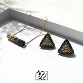 نیم ست گردنبند و گوشواره - میوکی و طلا - میوکی و نقره - مشکی - طلایی